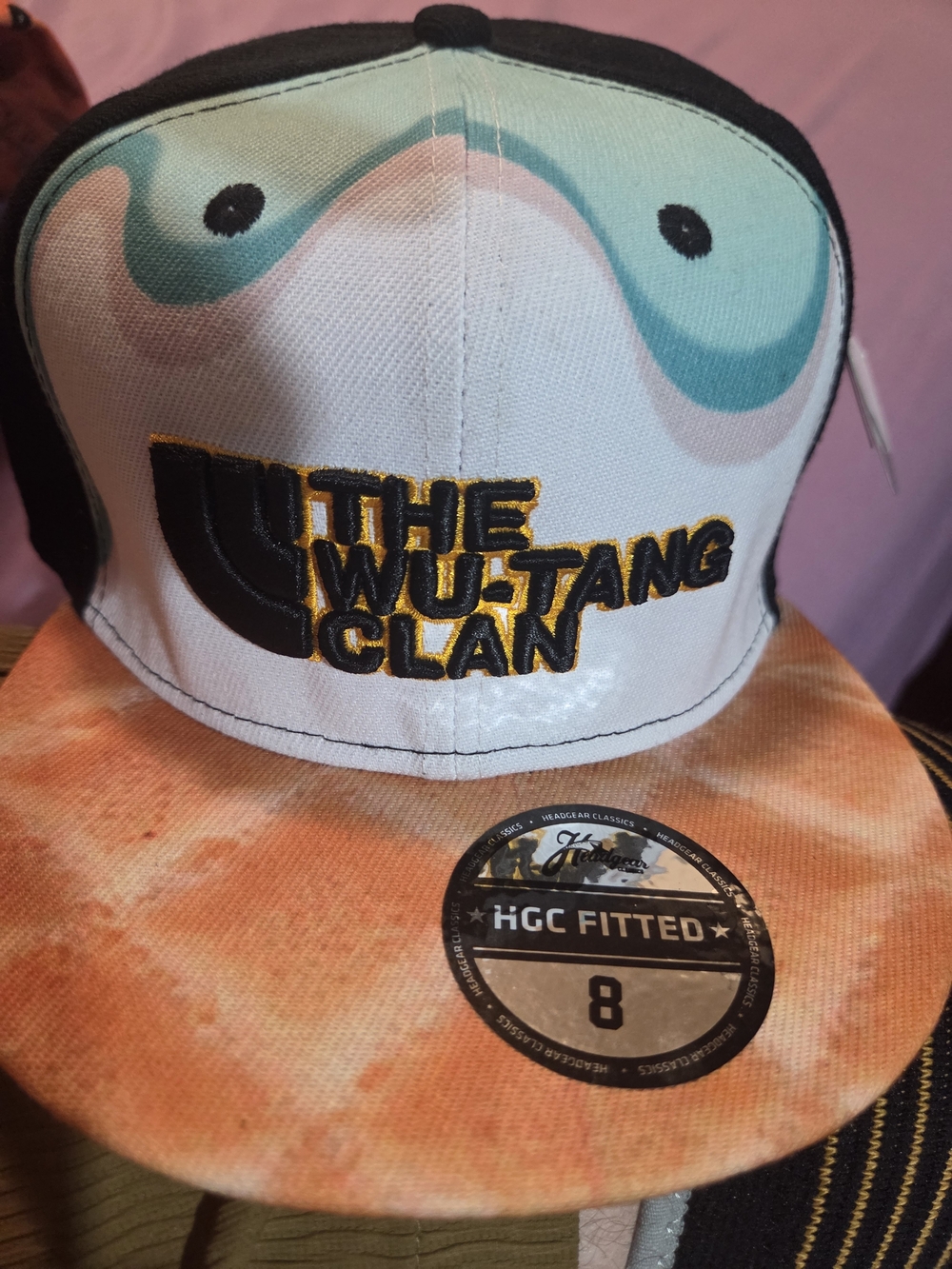 The Wu-Tang Clan Fitted Hat - White, Black & Orange